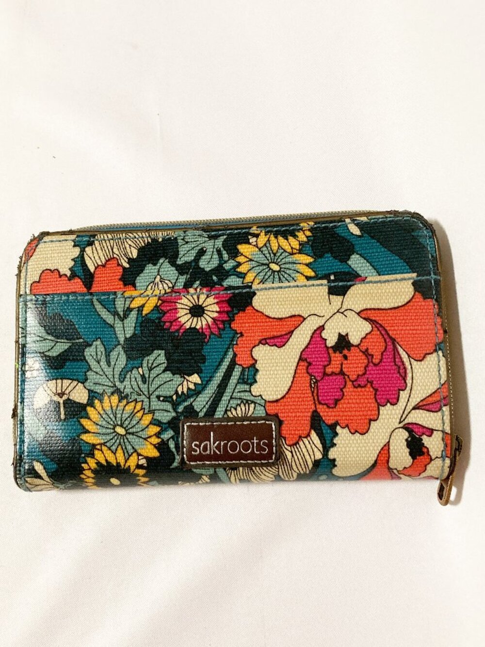 Sakroots Floral Large Zip-Around Wallet Boho Organized Pockets